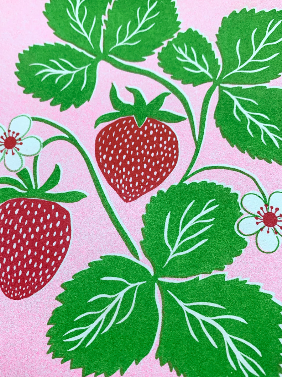 Risograph Print - Strawberry 5x7