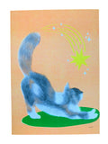 Risograph Print - Big Stretch Fluffy Cat 5x7"