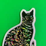 Sticker - Silver Cat (Glitter)