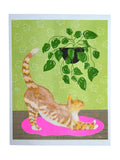 Risograph Print - Orange Cat (Green) 8.5x11