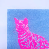 Risograph Print - Glowing Pink Cat 5x7"