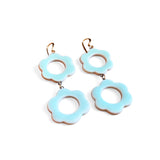 Dangle Earrings - Double Aqua Flowers