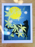 Risograph Print - Moon Cat 8.5x11