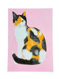 Risograph Print - Calico Cat in Pink 5x7"
