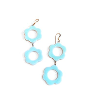 Dangle Earrings - Double Aqua Flowers