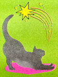 Risograph Print - Big Stretch Gray Cat 5x7"