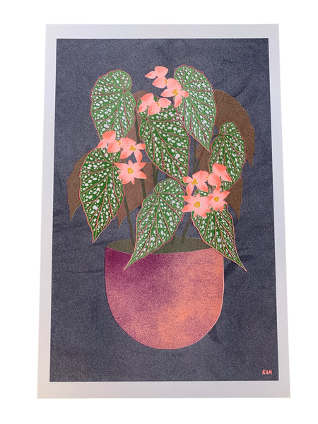 Risograph Print - Begonia Flower 11x17"