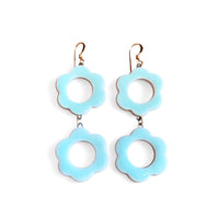 Dangle Earrings - Double Aqua Flowers