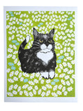 Risograph Print - Flower Field Cat 8.5 x 11