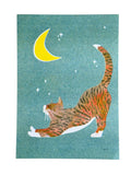 Risograph Print - Big Stretch Tabby Cat 5x7"