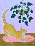 Risograph Print - Orange Cat 8.5x11