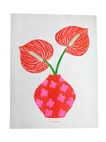 Risograph Print - Flamingo Flower Anthurium 8.5x11"