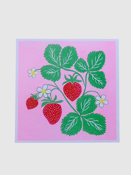 Risograph Print - Strawberry 8.5x8.5 Square
