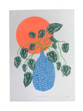 Risograph Print - Philodendron Glowing Sun 5x7"