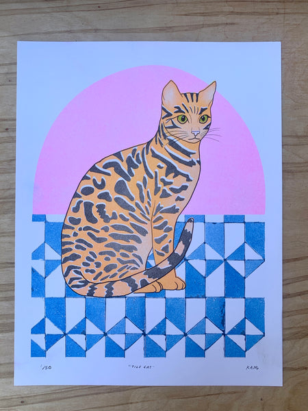 Risograph - Tile Cat