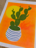 Risograph Print - Cactus Sunset - Orange 8.5x11