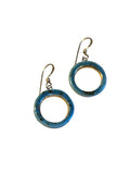 Open Circle Earrings - Teal + Gold
