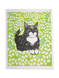 Risograph Print - Flower Field Cat 8.5 x 11