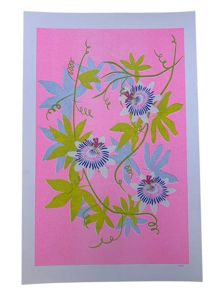 Risograph Print - Passionflower 11x17"