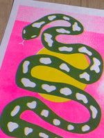 Risograph Print - Green Snake 8.5x11