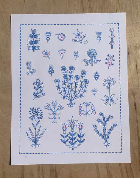 Risograph Print - Embroidery 8.5x11