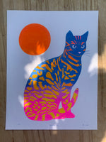 Risograph Print - Glowing Cat #2