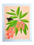 Risograph Print - Momo in Loquats 8.5x11