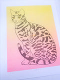 Risograph Print - Sunrise Cat 8.5x11"