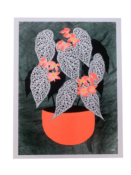 Risograph Print - Begonia Neon 8.5x11