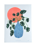 Risograph Print - Philodendron Glowing Sun 5x7"