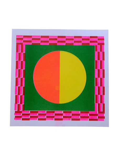Risograph Print - Two Suns Yellow + Orange 8.5x8.5 Square