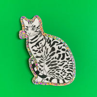 Sticker - White Cat (Glitter)