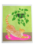 Risograph Print - Orange Cat (Green) 8.5x11