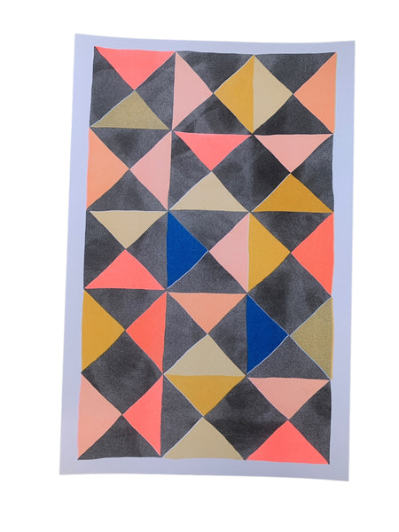 Risograph Print - Abstract Quilt Chunky 11x17"