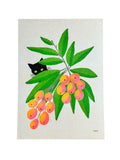 Risograph Print - Momo in fruit tree  5x7"