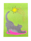 Risograph Print - Big Stretch Gray Cat 5x7"