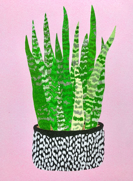 snake plant print Risograph Print