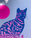 Risograph Print - Glowing Cat #3 8.5x11