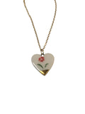 Red Flower Heart Necklace - Gold