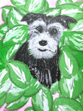 Risograph Print - Dog in Hostas 8.5x11" or 8x10"