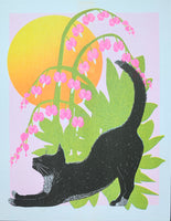 Risograph Print - Bleeding Heart Cat 8.5x11