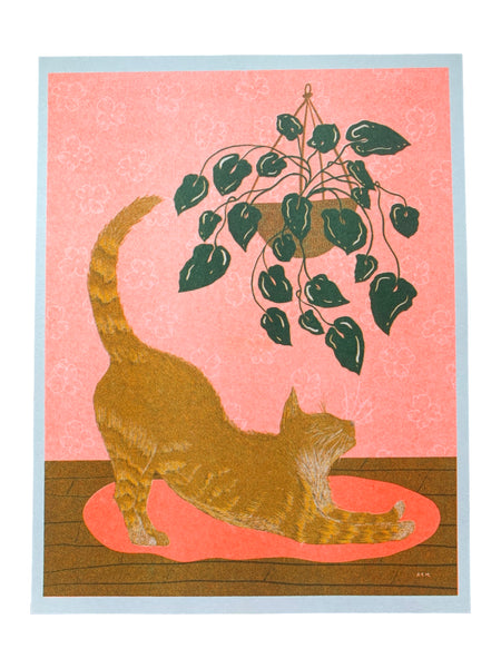 Risograph Print - Orange Cat 8.5x11