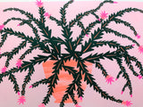 Risograph Print - Christmas Cactus Neon 11x17