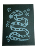 Risograph Print - Black and White Snake 8x10"