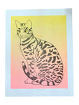 Risograph Print - Sunrise Cat 8.5x11, 8x10"