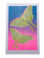 Risograph Print - Luna Moth 11x17