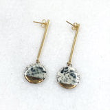 Earrings - Long Bar - Black Splatter (Gold)