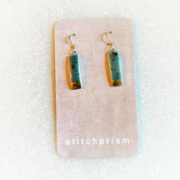 Small Rectangle Earrings - Teal + Gold