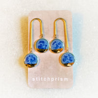 Waterfall Earrings - Blue + Gold (Circle) L