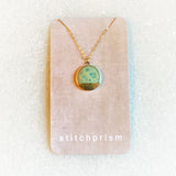 Small Circle Necklace - Green (Gold)